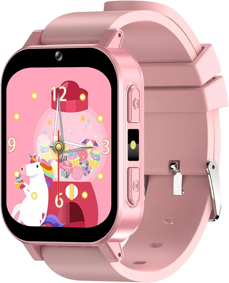 30 Games Alarm Camera Video hesitant tuna Recorder Music Calculator Calendar Flashlight Stopwatch Pedometer Gift Toys for 3-12 Years Old Boys and Girls, Pink Kids Smart Watch Toys with 