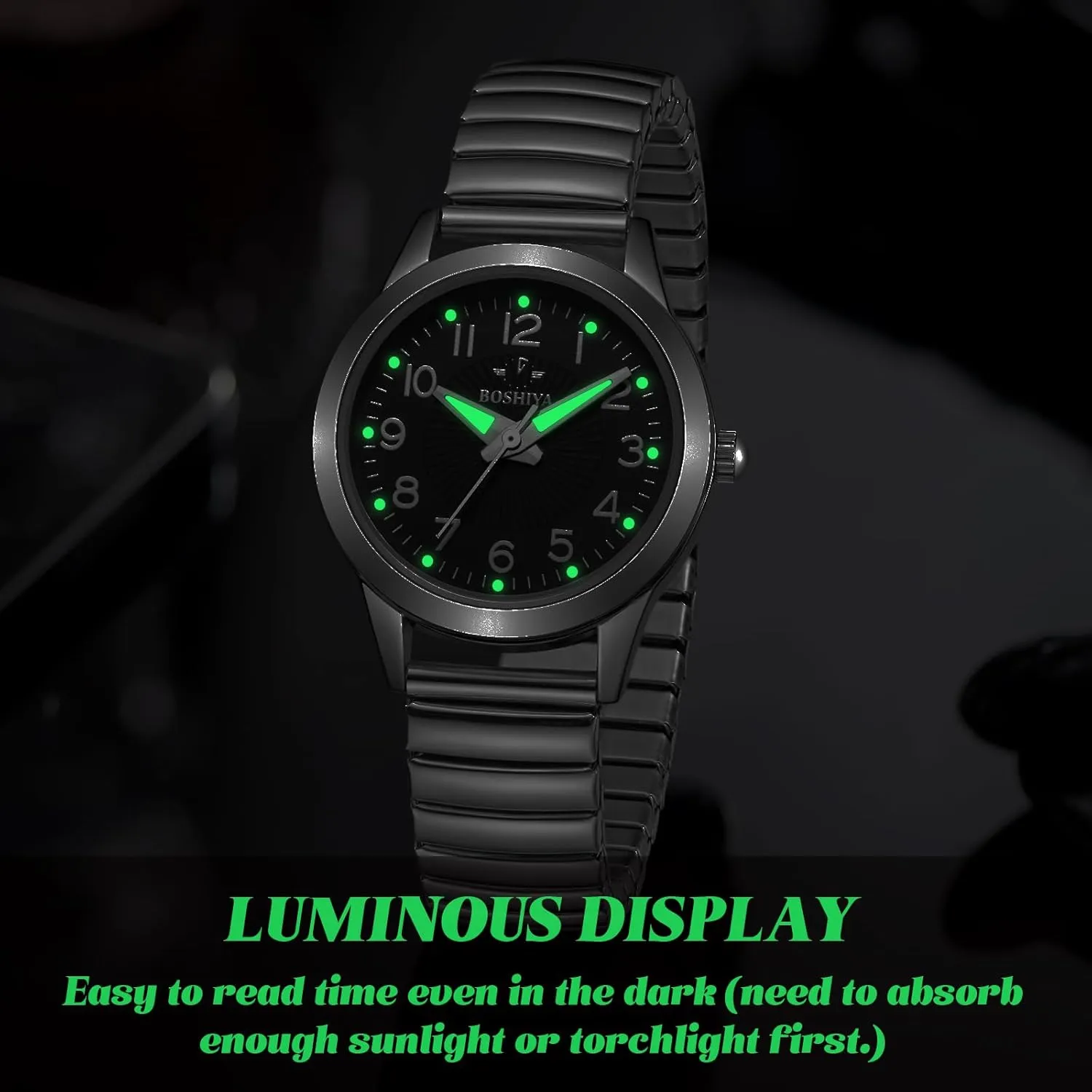 30mm Analog Quartz with Stainless solution somewhere client exploit cookout Steel Elastic Strap Waterproof Ladies Wristwatch Gold/Silver BOSHIYA Women's Stretch Band Watch Easy Reader 