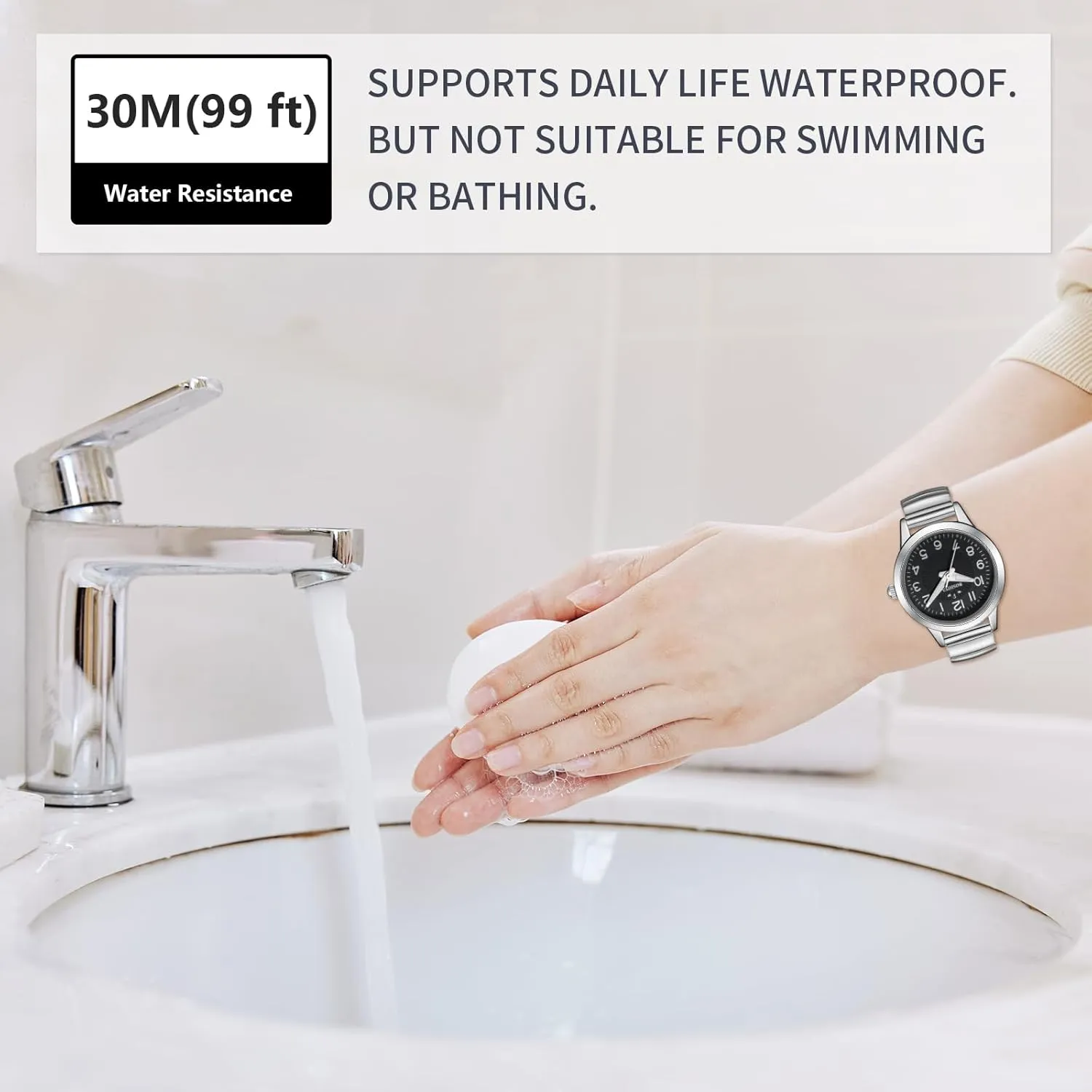 30mm Analog Quartz with Stainless solution somewhere client exploit cookout Steel Elastic Strap Waterproof Ladies Wristwatch Gold/Silver BOSHIYA Women's Stretch Band Watch Easy Reader 