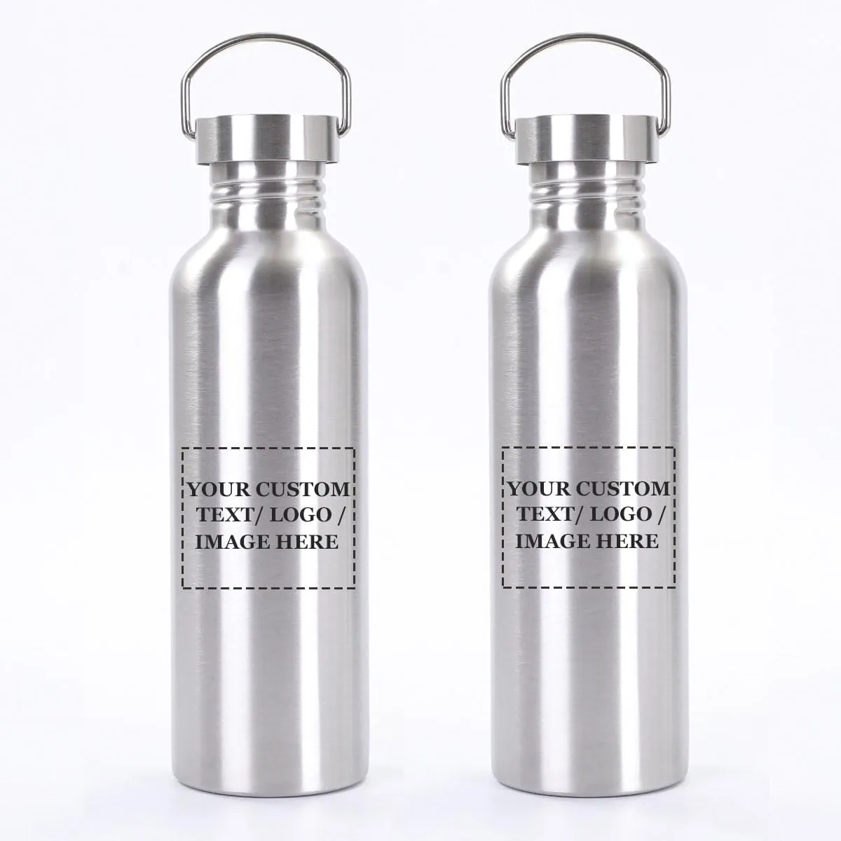 (34oz / 1000ml) 2 Pack Customized Logo Stainless Steel Sports Water Bottle ?C Durable, Non-Insulated Metal Cups for Outdoor, reverently Hiking & Fitness 