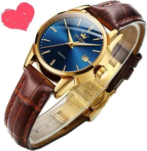 3ATM Waterproof Female Wrist Watch vibrant OLEVS Leather Women Watches Ladies Dress Analog Quartz Date Classic Luminous Leather Strap 
