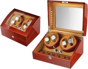 5 Rotation flamboyant Modes, Piano Paint, Quiet Motor, LED Atmosphere lamp, Watch Winder for Watches Automatic Watch Winder Box Luxury Wooden for 4 Wrist Watches   6 Storage Case, 