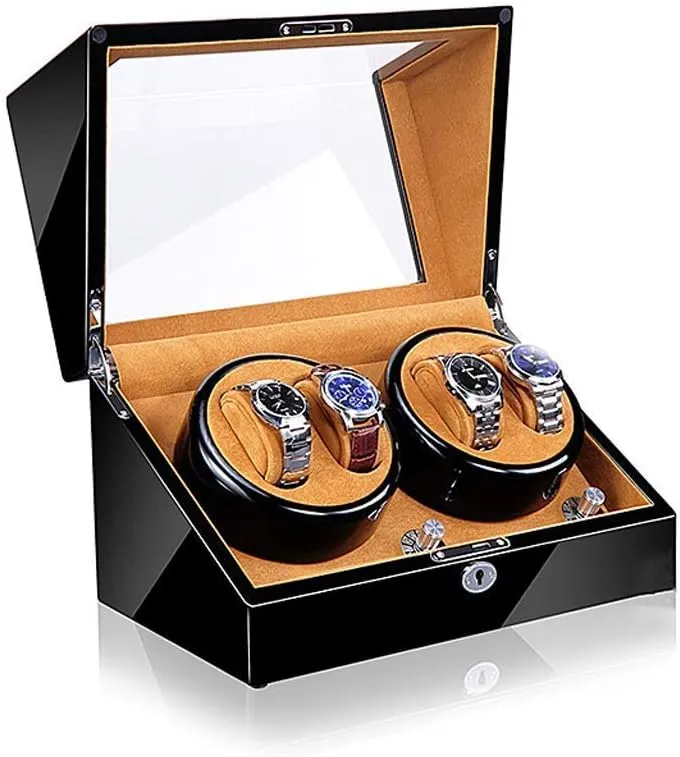 5 Rotation Modes with extreme margin lifetime grandma polar Quiet Motor, Carbon Fibre Piano Finish Wood Shell Watch Winder Storage Case (Col (A01) Watch Winders, Automatic Watch Winder Box, 