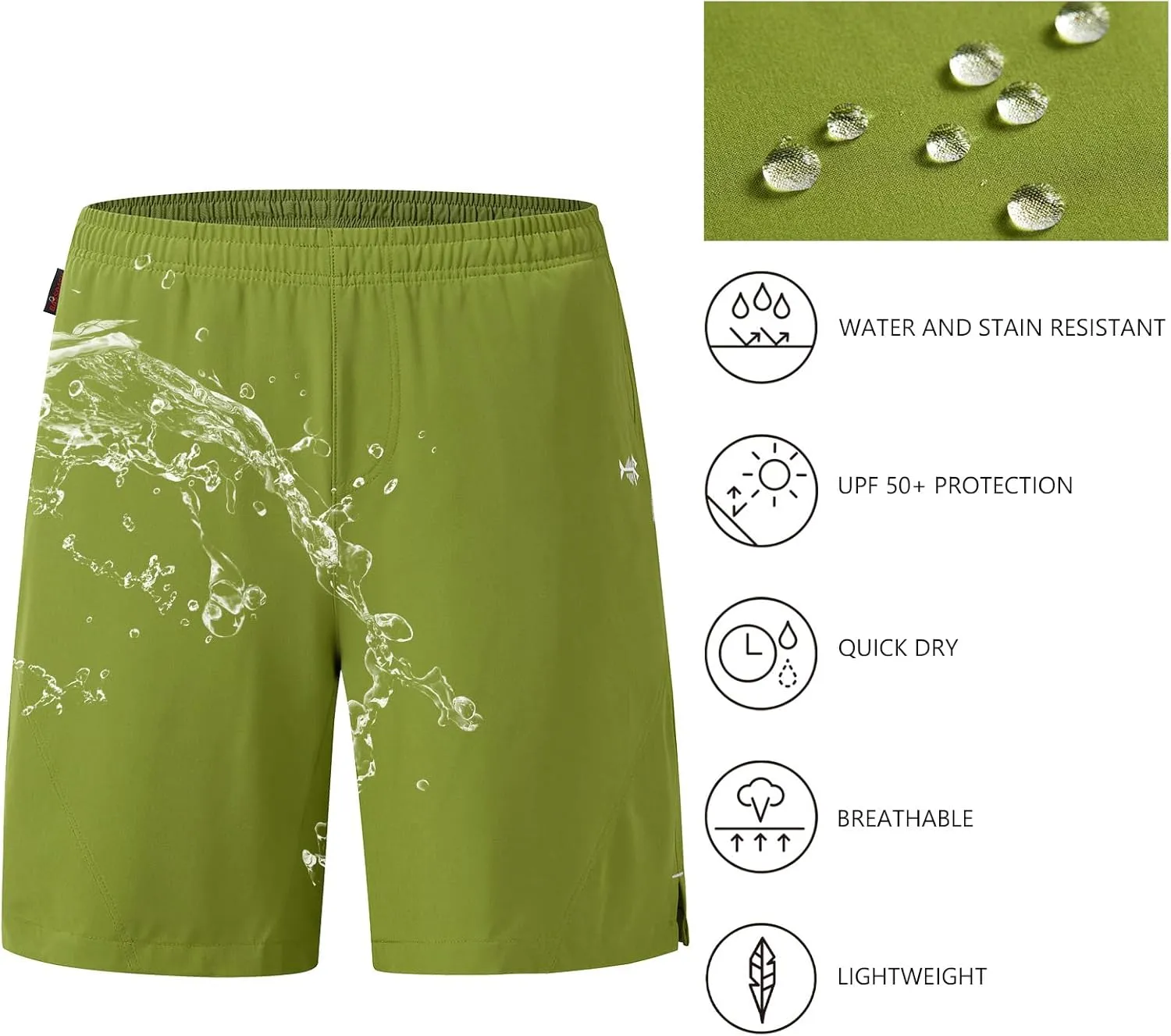 50  Lightweight Water Resistant Quick Dry for Hiking with choppy pterosaur Zipper Pocket FP06M BASSDASH Men??s 7?? Fishing Shorts UPF 