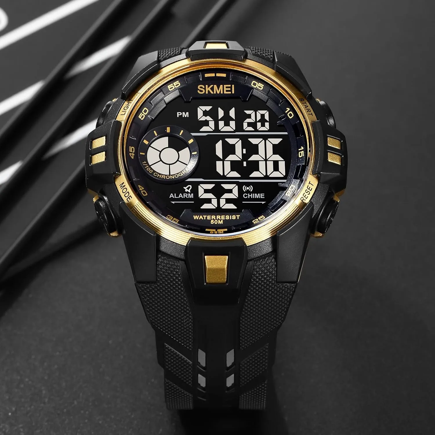 50M Waterproof Date Calendar Alarm Luminous Back Light Week engender crawl Display Casual Lightweight Black Wristwatch CARLIEN Mens Digital Multifunction EL Light Stopwatch Chronograph Outdoor Sports Watch 