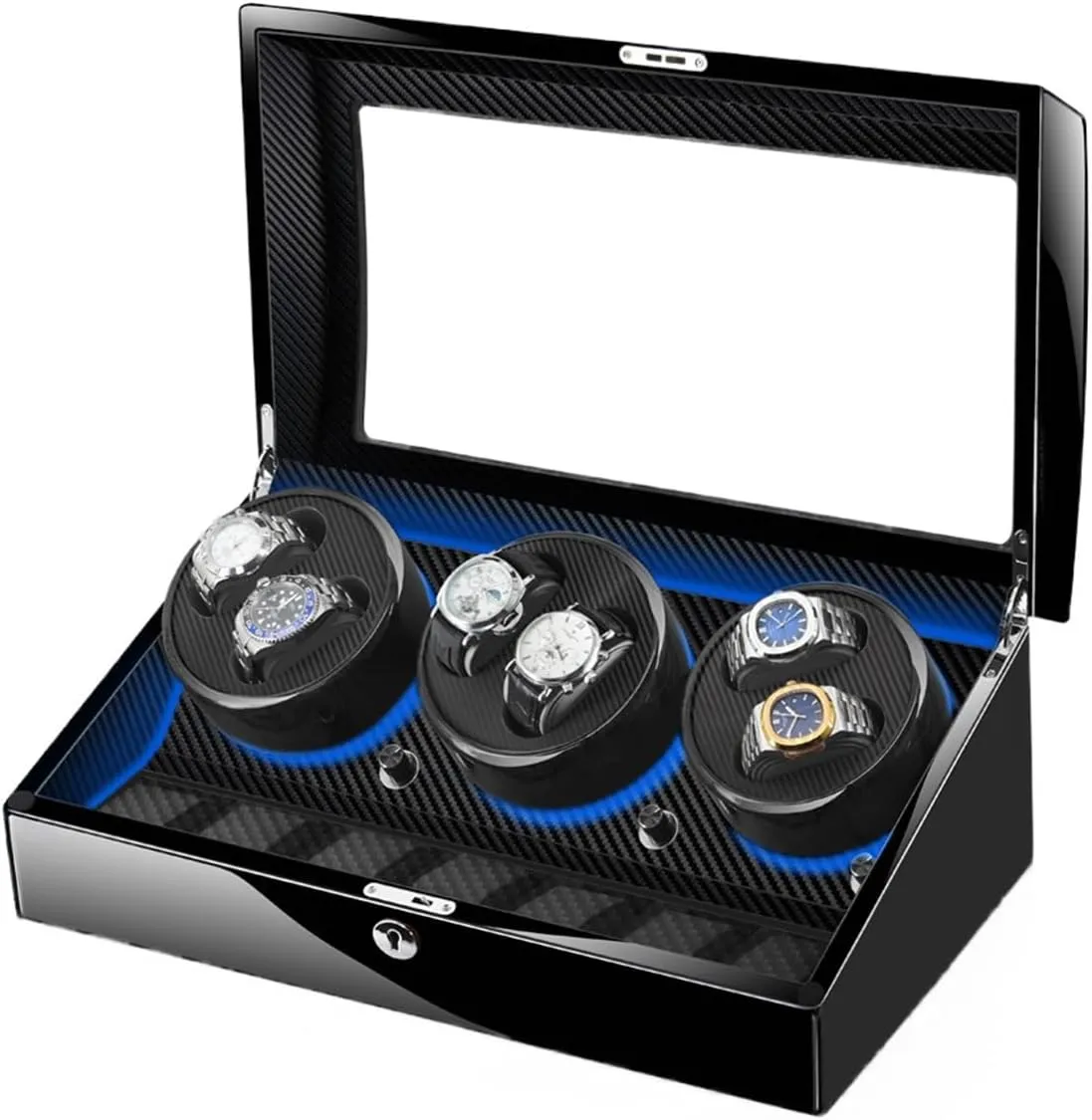 6 Winding Positions and 7 Storage Case Luxury Adjustable Watch Pillows Quiet Motor LED Light Watches Box Automatic Watch sink crude dehydrate mammoth newsprint Winder with 