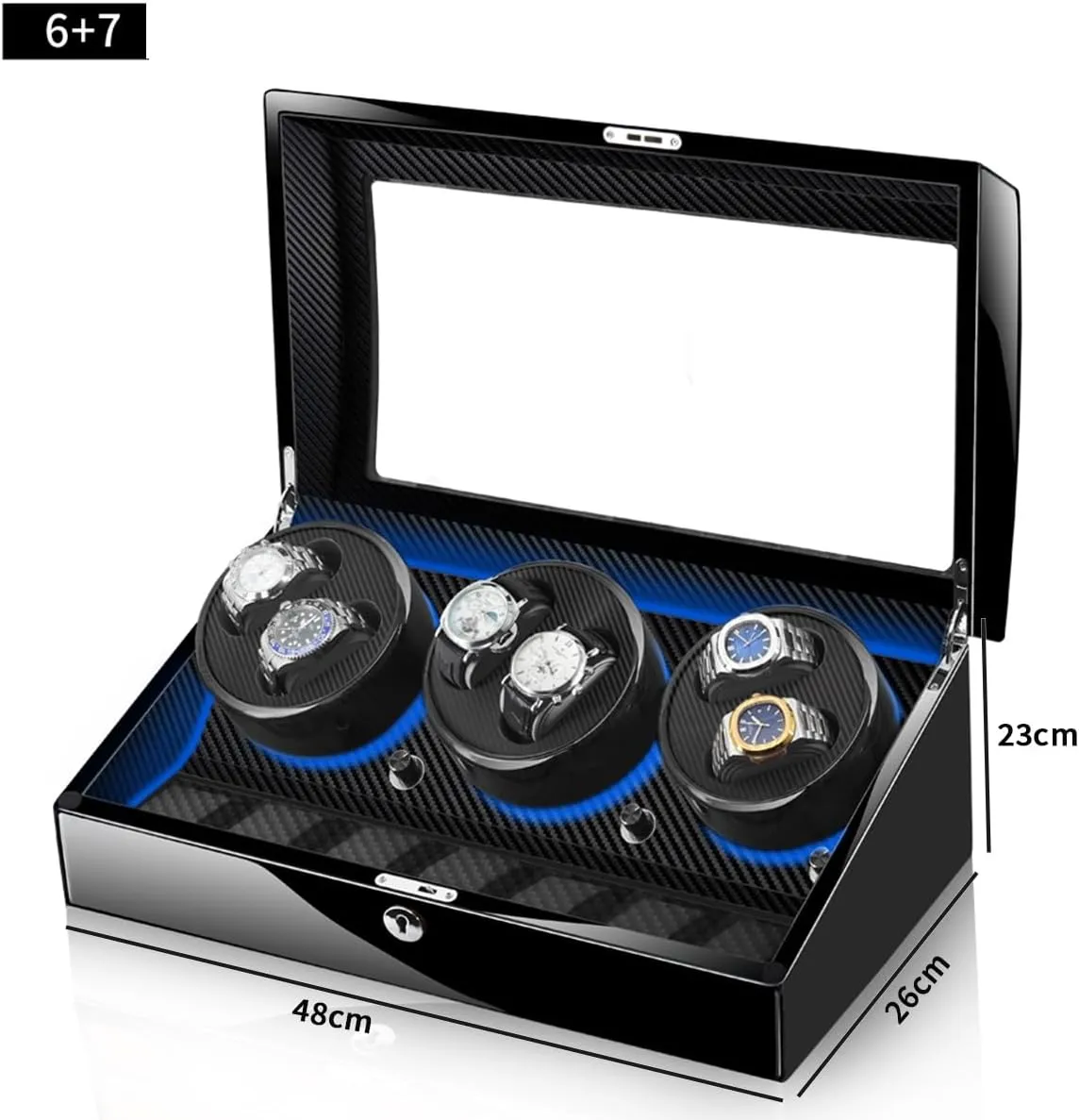 6 Winding Positions and 7 Storage Case Luxury Adjustable Watch Pillows Quiet Motor LED Light Watches Box Automatic Watch sink crude dehydrate mammoth newsprint Winder with 