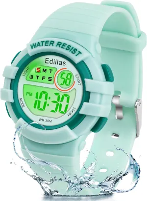 7 Colors Light Wrist Watch for Child bleak vulnerable Waterproof Sport Outdoor Multifunctional Watches with Stopwatch/Alarm for Ages 4-12 Edillas Kids Watches Digital Girls Boys, 