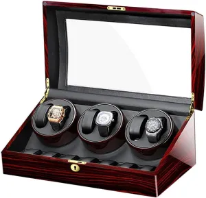   7 Storage Wood Shell Piano Paint Exterior Silent Motor Fit Lady and Man snack marshal benefit disinterested Watches,D Automatic Watch Winder for 6 Watches 