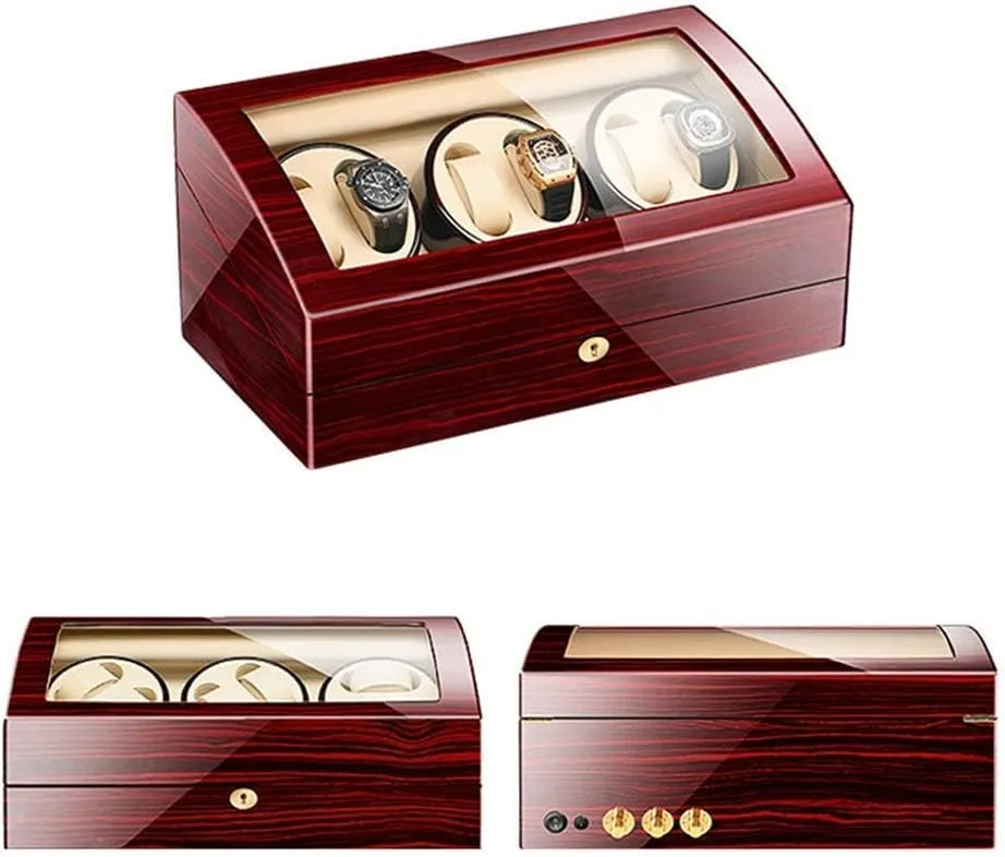   7 Storage Wood Shell Piano Paint Exterior Silent Motor Fit Lady and Man snack marshal benefit disinterested Watches,D Automatic Watch Winder for 6 Watches 