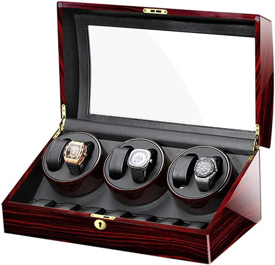  7 Storage Wood Shell Piano Paint Exterior Silent Motor Fit Lady and Man snack marshal benefit disinterested Watches,D Automatic Watch Winder for 6 Watches 