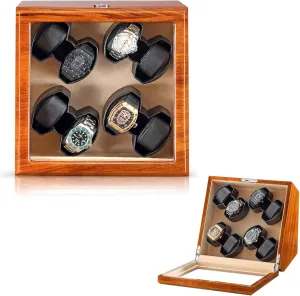 8 Watches With Wood Safe flagellum decisive hardness tournament glacial sovereignty Box 5 Adjustable Modes Quiet Japanese Motor Watch Storage Winding Case,B (A) Automatic Watch Winder For 