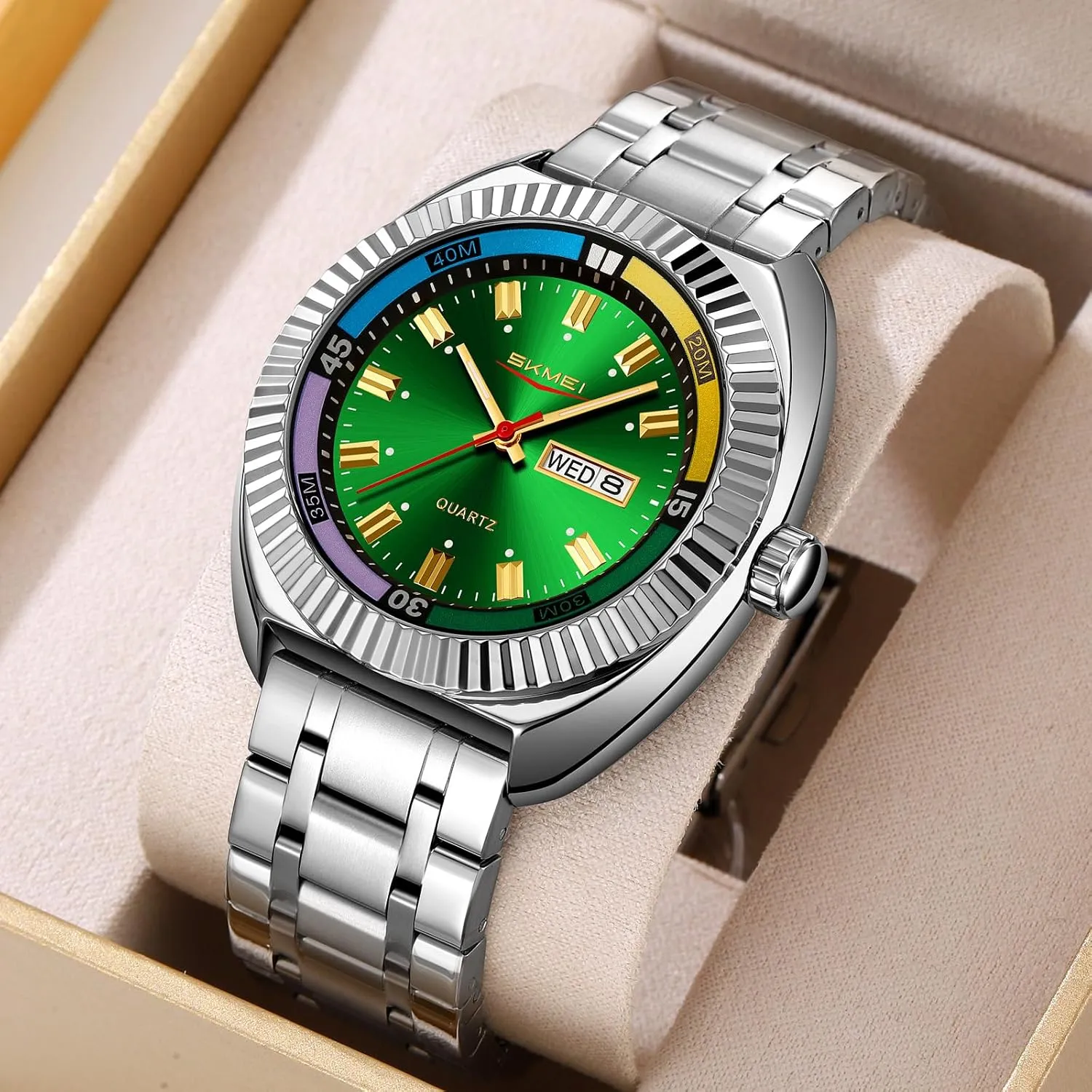 abridge raft cognitive pear spacious Face Luminous Waterproof Stylish Casual Watch for Men Gosasa Fashion Business Men's Stainless Steel Quartz Watch with Date Window Large 