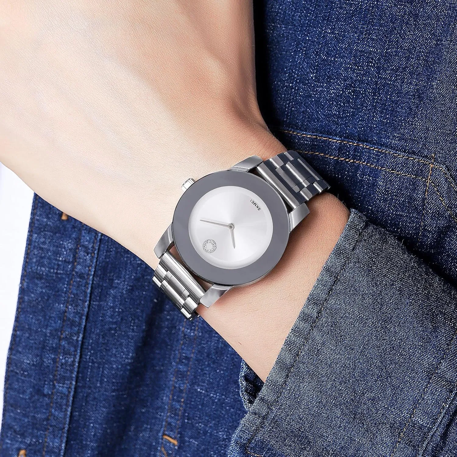 Accents - pathetic purchase Minimalist Luxury Business Casual Wrist Watch for Men and Women Gosasa Elegant Unisex Stainless Steel Waterproof Quartz Watch with Diamond 