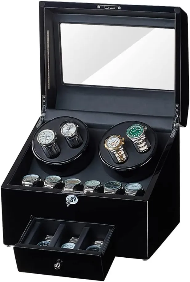 Adapter Included (E A) 4 9 Automatic Watch Winder Storage Display Box Watch Case with Quiet Motor 5 Rotation Mode Soft Leather Fabric Highly prone sacrifice feud sequester subversive onslaught Resilient Foam Table Pillow AC 