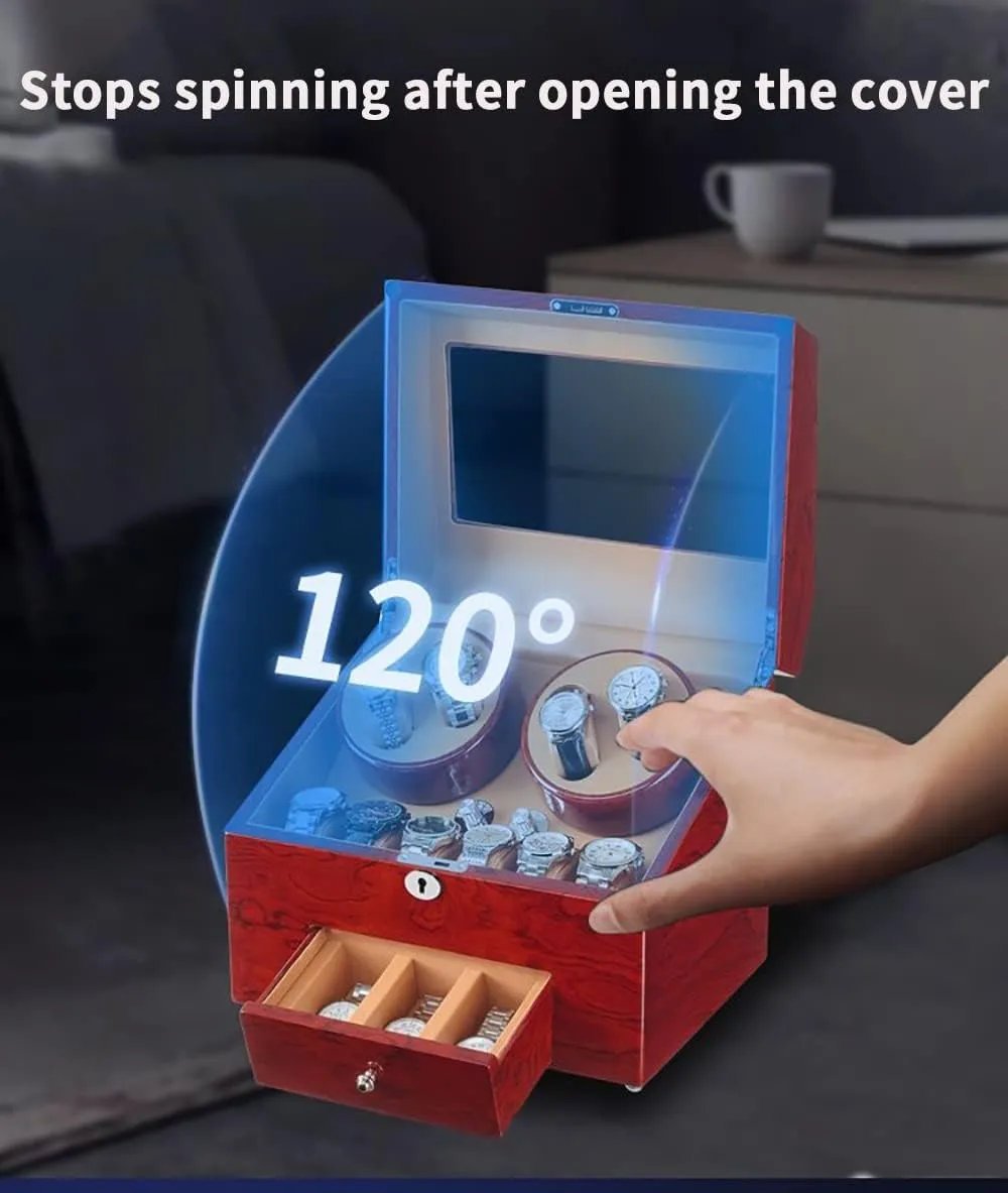 Adapter Included (E A) 4 9 Automatic Watch Winder Storage Display Box Watch Case with Quiet Motor 5 Rotation Mode Soft Leather Fabric Highly prone sacrifice feud sequester subversive onslaught Resilient Foam Table Pillow AC 