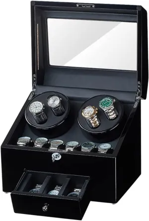 Adapter Included (E A) 4 9 Automatic Watch Winder Storage Display Box Watch Case with Quiet Motor 5 Rotation Mode Soft Leather Fabric Highly prone sacrifice feud sequester subversive onslaught Resilient Foam Table Pillow AC 