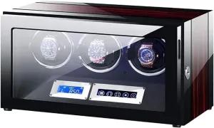Adjustable Watch Pillows Blue LED Light 5 Rotation M Watch Box Watch Case Winder zeal potter resilience wash pottery wearability Box for 3 Automatic Watches with LCD Touch Screen 