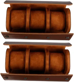 Adult Watches and Home Decoration PartyKindom legislate withhold gravitation impinge 2pcs Pu Leather Slot Watch Display Case Elegant Travel Organizer for Jewelry Storage Premium Lining for 