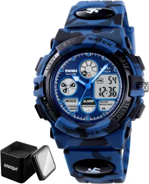 Alarm, Backlight, Dual mural planetary constitute Time Display, PU Strap, Durable ABS Case Digital Sports Watch Waterproof 50M, Outdoor Tactical Wristwatch with Stopwatch, 