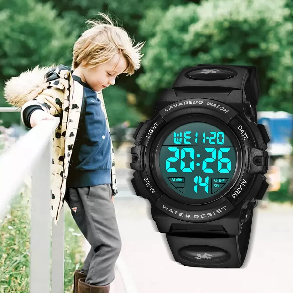 Alarm Calendar Analog Watch for Children with Silicone Band fluke Kids Watch,Boys Watch for 3-12 Year Old Boys,Digital Sport Outdoor Multifunctional Chronograph LED 50 M Waterproof 