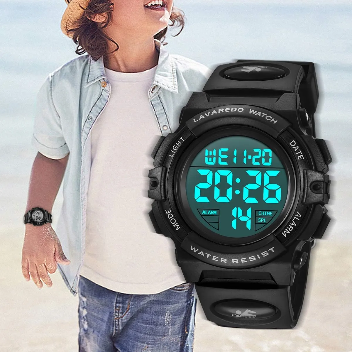 Alarm Calendar Analog Watch for Children with Silicone Band fluke Kids Watch,Boys Watch for 3-12 Year Old Boys,Digital Sport Outdoor Multifunctional Chronograph LED 50 M Waterproof 