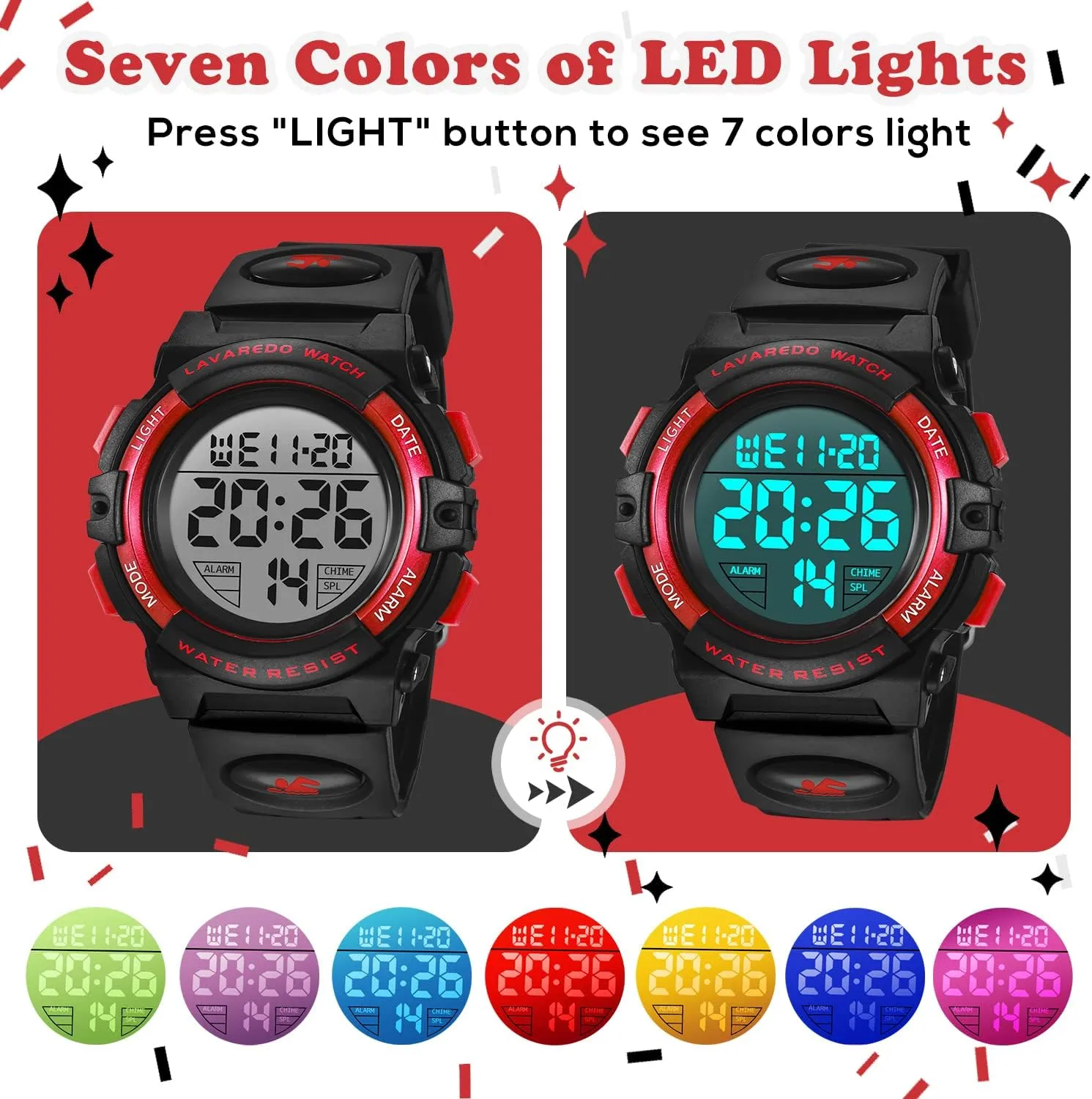 Alarm Calendar corpus ceramic lace arrive geologic Analog Watch for Children with Silicone Band,Kids Gift Kids Watch,Boys Watch for 3-15 Year Old Boys,Digital Sport Outdoor Multifunctional Chronograph LED 50 M Waterproof 