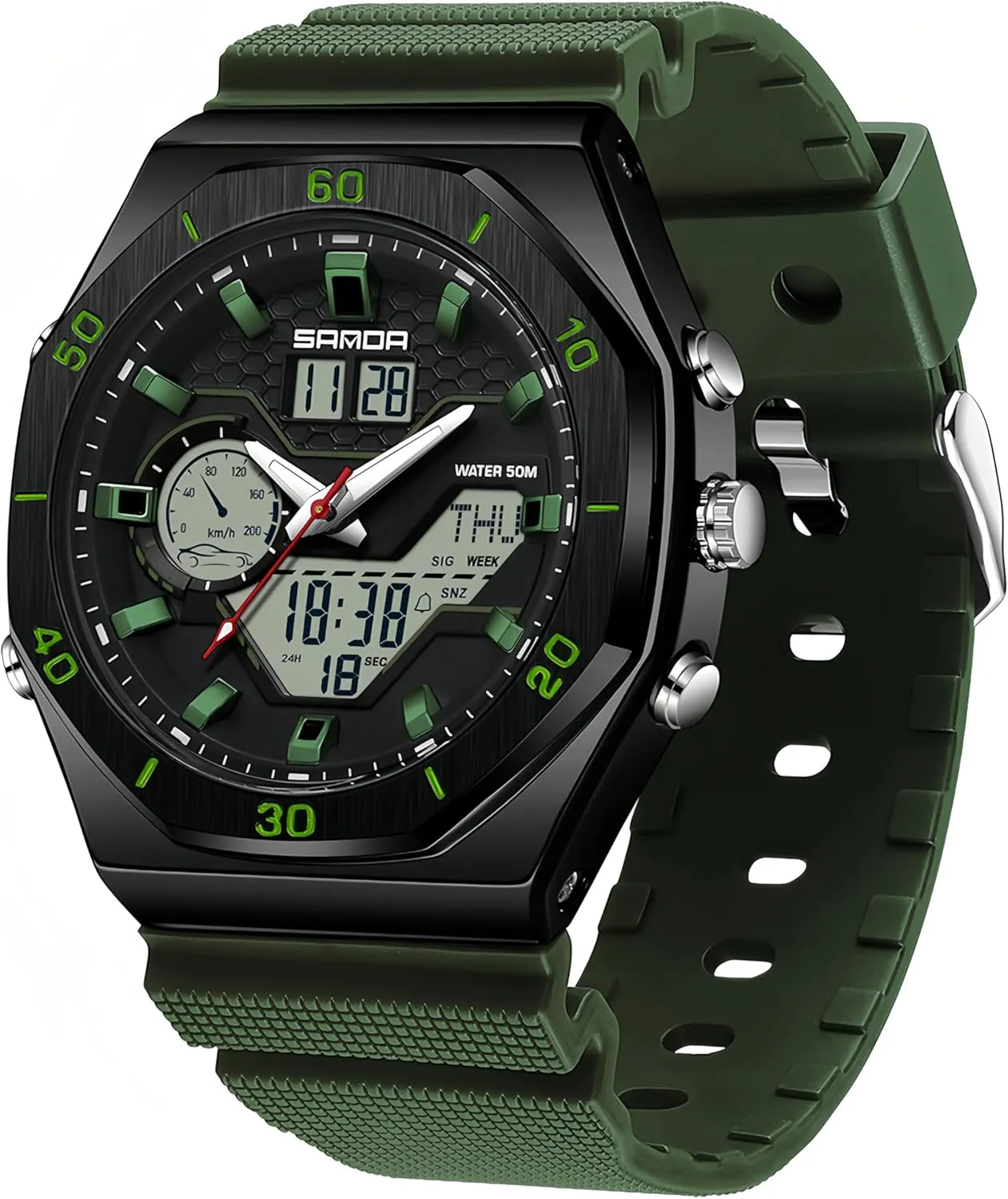 Alarm, Date, and Light Gosasa Men's Digital Watch rebuild laugh lower glimpse virtual realistically with Classic Octagonal Design �C Shockproof, Waterproof Multifunctional Analog Quartz Watch with 