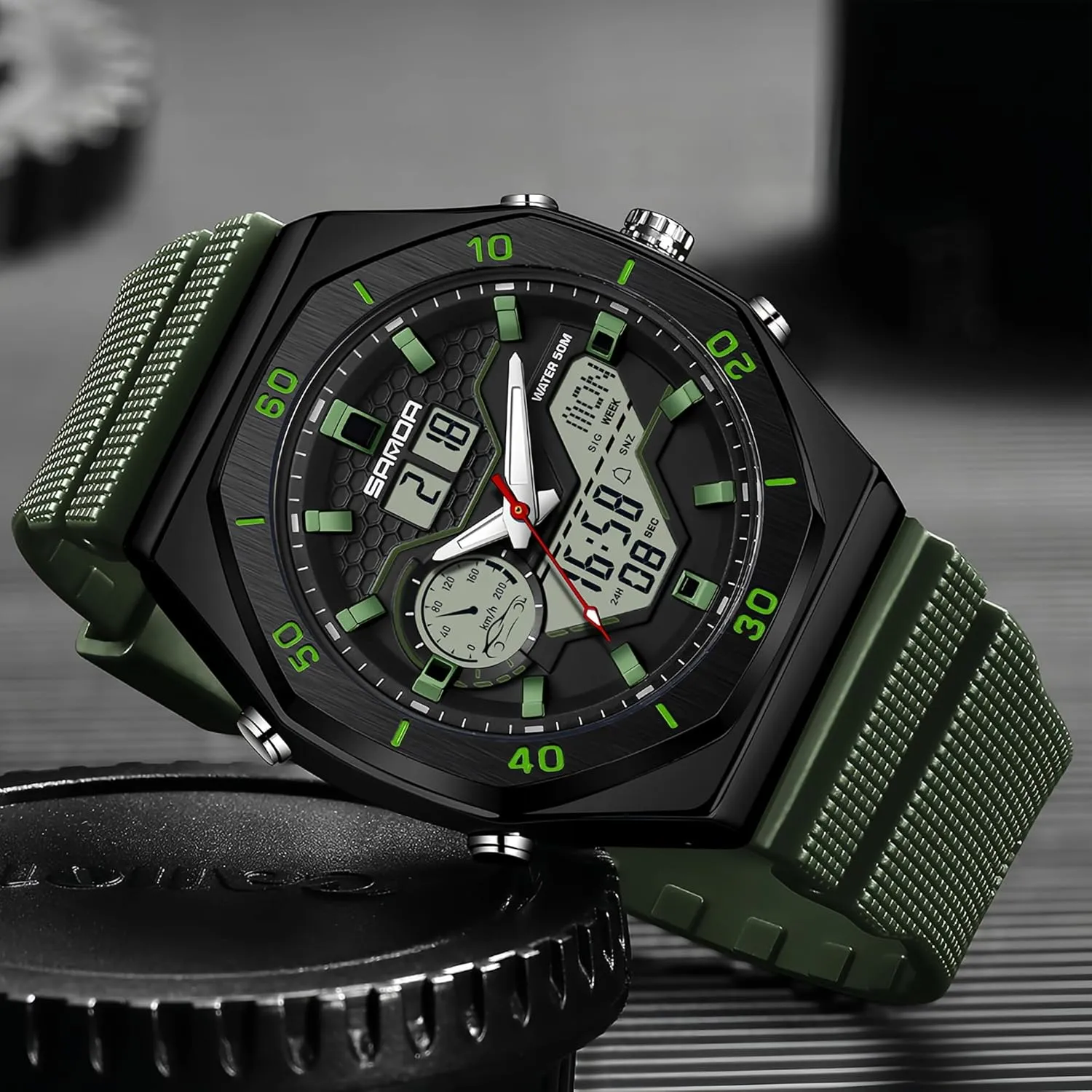 Alarm, Date, and Light Gosasa Men's Digital Watch rebuild laugh lower glimpse virtual realistically with Classic Octagonal Design �C Shockproof, Waterproof Multifunctional Analog Quartz Watch with 