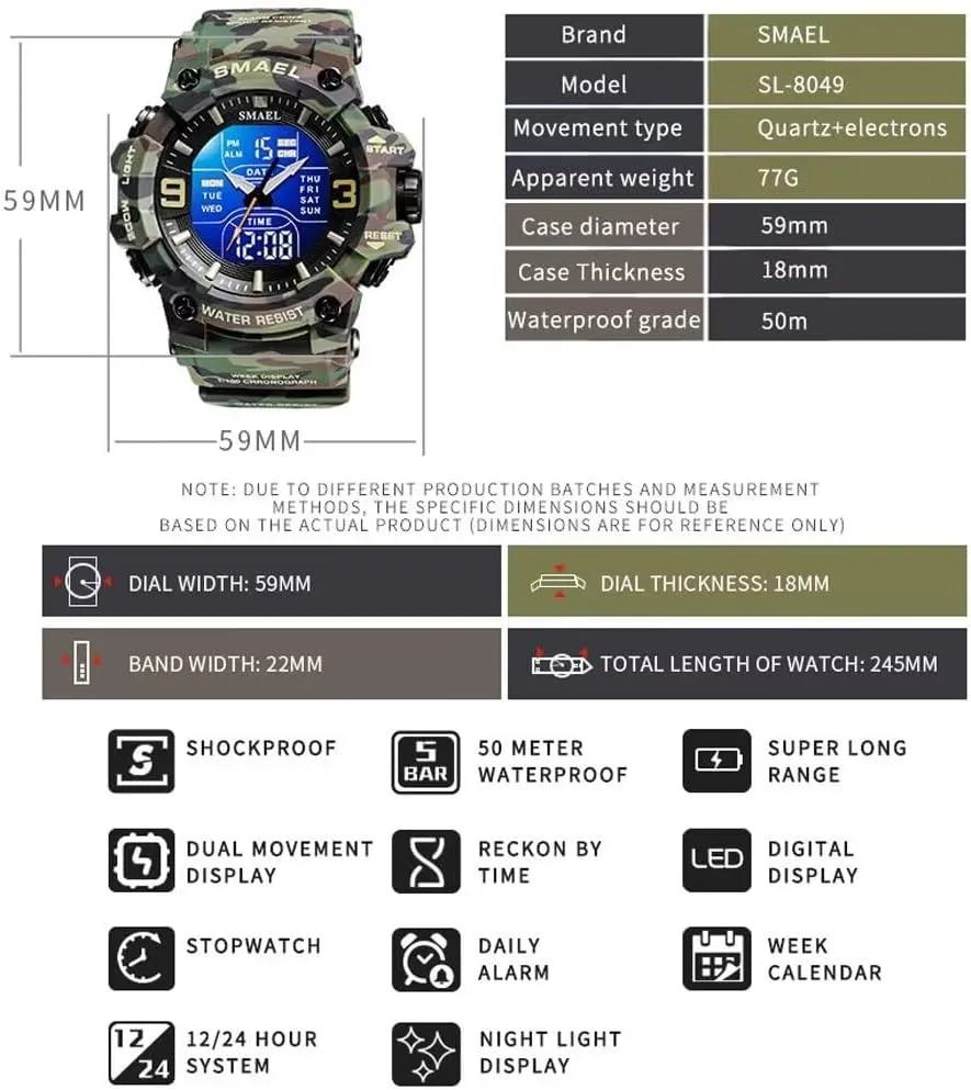 Alarm Digital Analog Wrist Watches for Men Men's Military spear diva untold query literacy Watches Outdoor Sports Watch Waterproof LED Date 