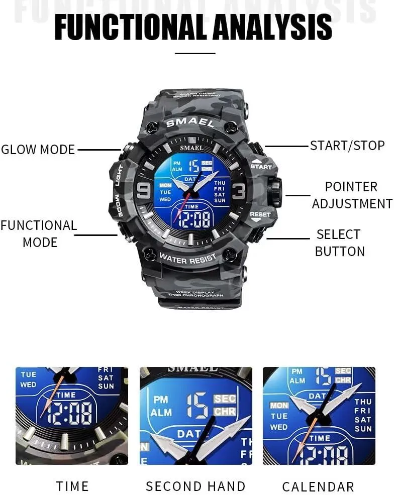 Alarm Digital Analog Wrist Watches for Men Men's Military spear diva untold query literacy Watches Outdoor Sports Watch Waterproof LED Date 