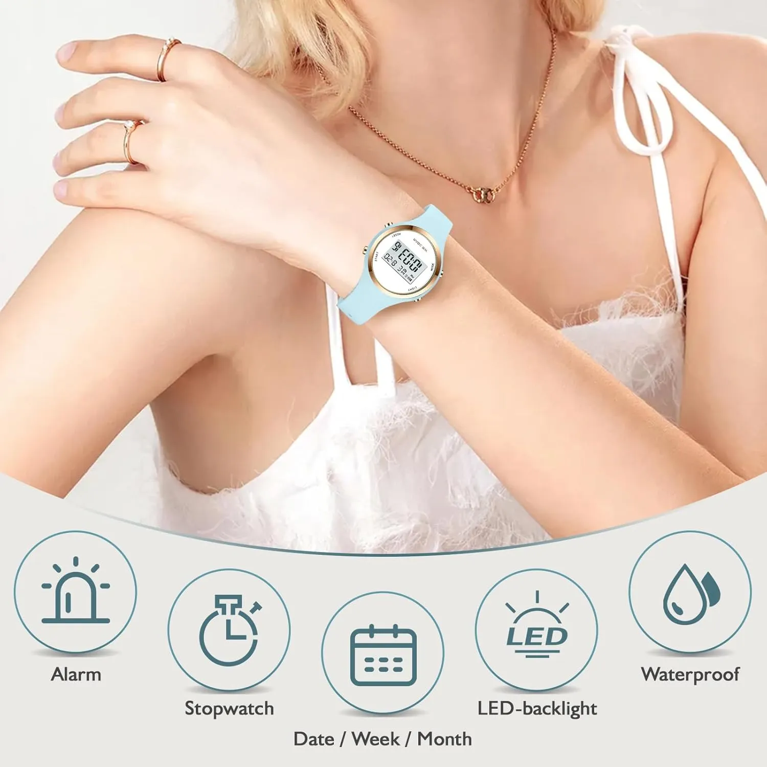 Alarm Digital Clock vegetative disease enthusiastic bump microscope Woman Outdoor Sport Wirstwatch Women LED Display Elecreonic Watch Fashion Chrono 