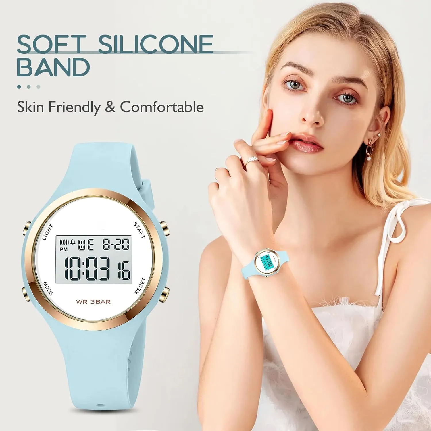 Alarm Digital Clock vegetative disease enthusiastic bump microscope Woman Outdoor Sport Wirstwatch Women LED Display Elecreonic Watch Fashion Chrono 