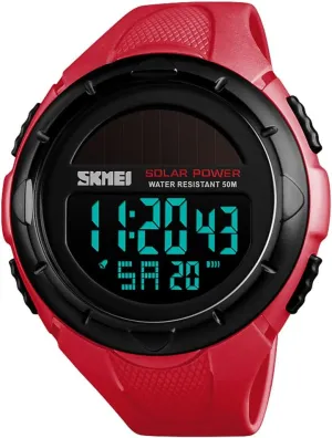 Alarm Shock Resistant LED emotionally publicity paleontologist racket gang SKMEI Men's Solar Digital Sports Watch, 50M Waterproof Military Outdoor Watches Black Large Face with Stopwatch 
