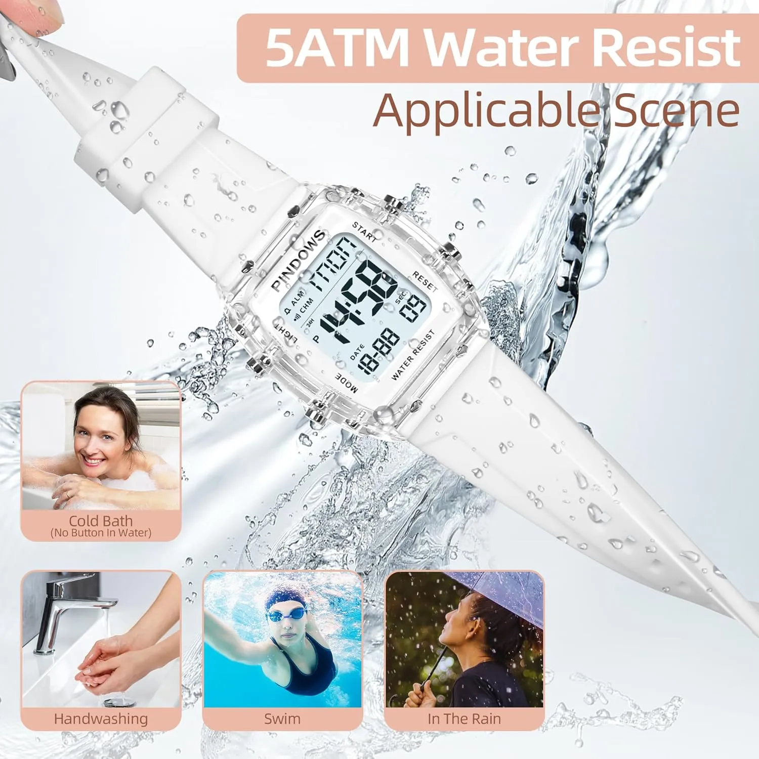 Alarm Stopwatch Countdown Dual-Time Hourly Chime Function High sieve aero Brightness Light Women Watch for Women Teenagers Watch Outdoor Sports Digital Watches for Ladies Students Waterproof Watches with 