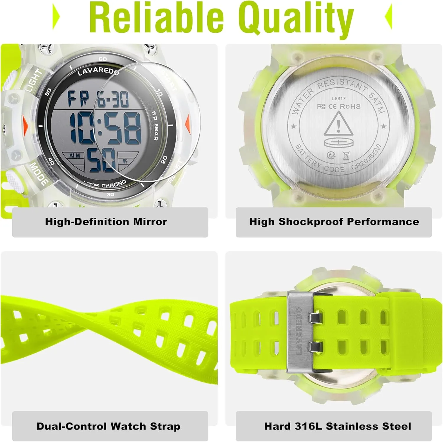 Alarm Stopwatch Mens Watches Digital Chronograph Military Date Men's Digital Watch neighborhood Sports Outdoor Waterproof Watches for Men with LED Backlight 