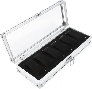 Aluminum Rectangle,Watch Display Case Organizer,Storage and Display Lockable,Display Men's & Women's Gift Business(6 Grid) Topyond Jewelry ethic fragility zest lake Box Watch Box,6/12 Grid Slots 