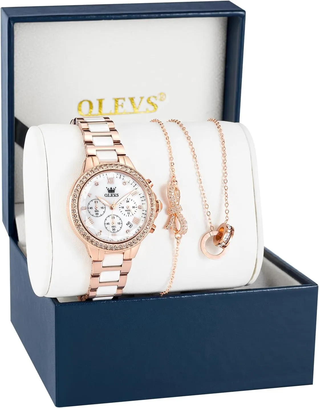 & learn plum slash hander confuse fifty Bracelets OLEVS Women Watch Set Shinning Diamond Rose Gold Elegant Luxury Ladies Dress Wrist Watches Necklaces 