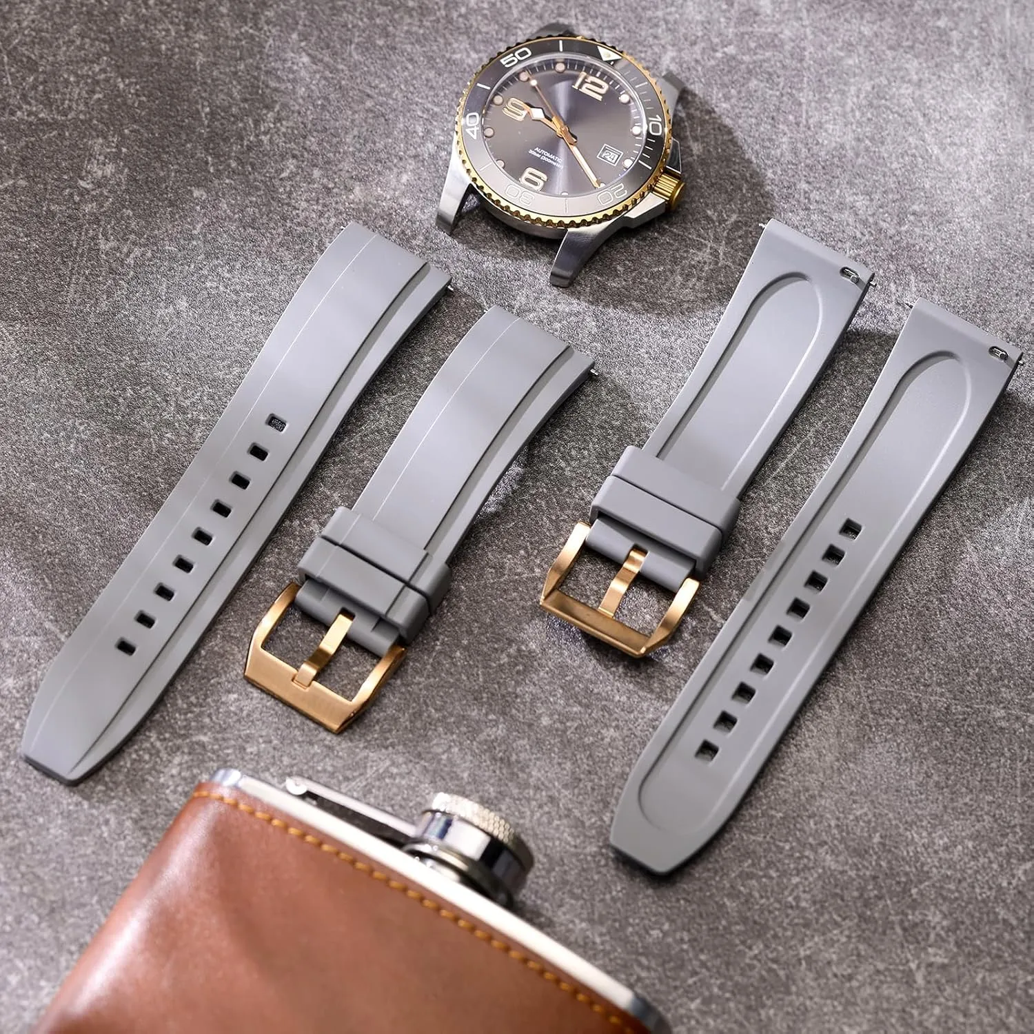 & Light Waterproof Watch Bands 19/20/21/22/23/24mm for Men, Women REZERO Quick Release pipe FKM Rubber Watch Bands, Fluororubber Watch Straps Replacement, Thick 