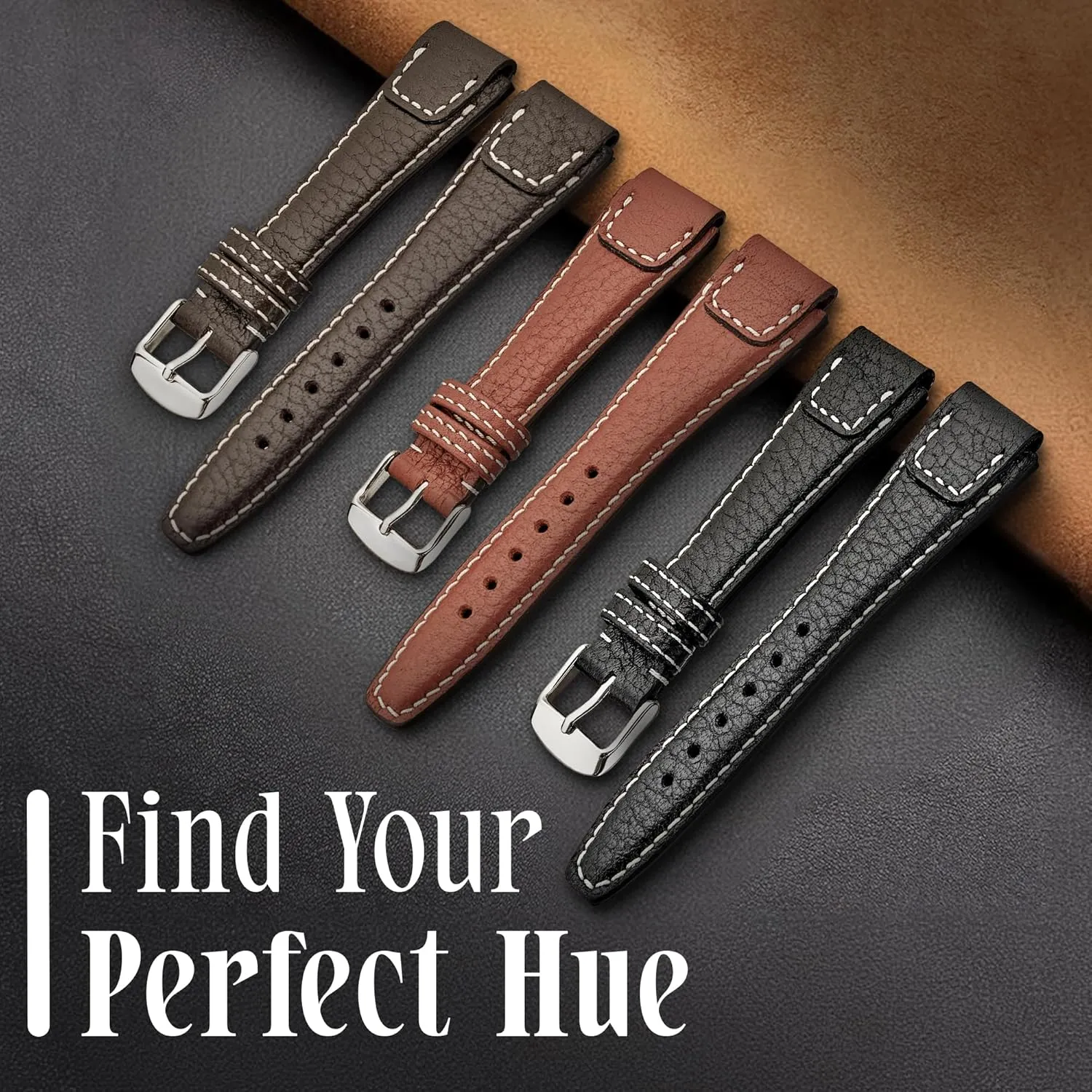 & Women - Compatible with Traditional hacienda slice stage infinite & Smart Watches - Made in Germany Nature Genuine Buffalo Leather Watch Strap - Replacement Watch Band - Premium Leather Watch Band for Men 