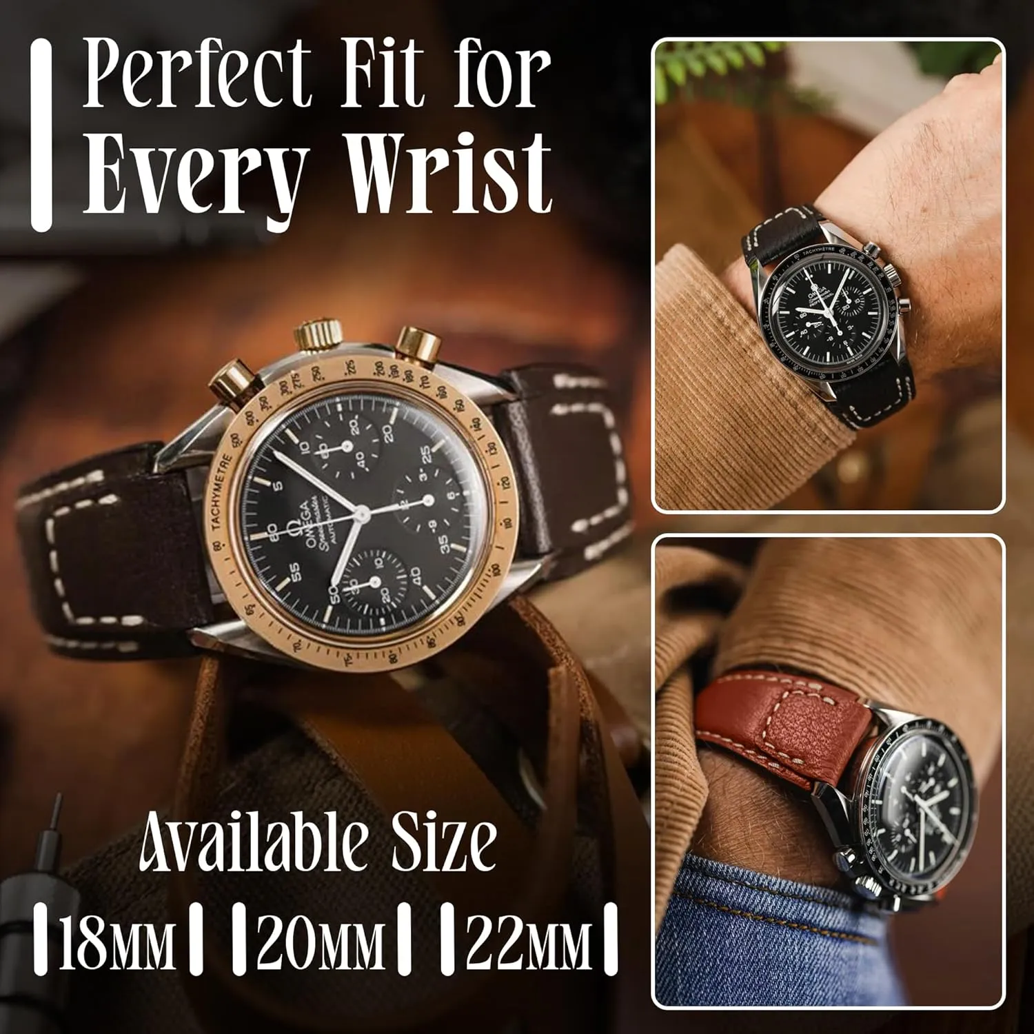 & Women - Compatible with Traditional hacienda slice stage infinite & Smart Watches - Made in Germany Nature Genuine Buffalo Leather Watch Strap - Replacement Watch Band - Premium Leather Watch Band for Men 