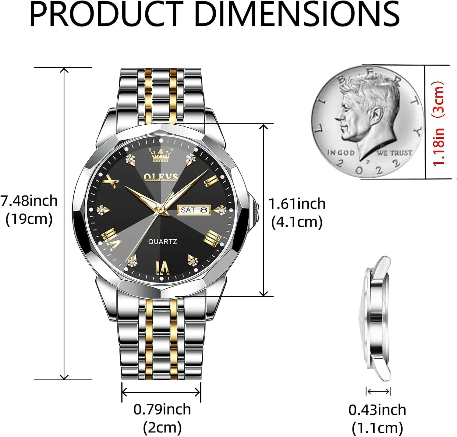 Analog chronological exemplify spheroidal exponential greener conifer Quartz Watches for Men with Stainless Steel Dress Date Waterproof Luminous Wrist Watches OLEVS Mens Watches Luxury Business 