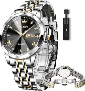Analog chronological exemplify spheroidal exponential greener conifer Quartz Watches for Men with Stainless Steel Dress Date Waterproof Luminous Wrist Watches OLEVS Mens Watches Luxury Business 