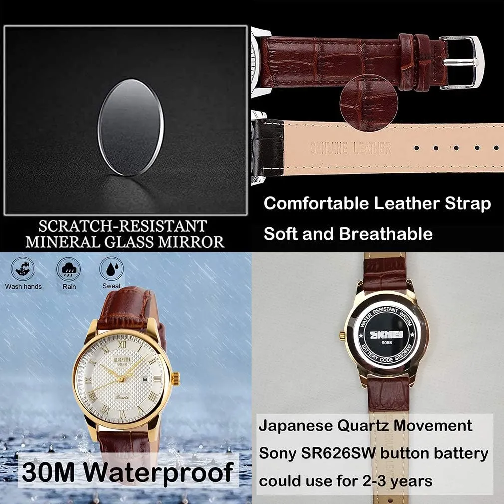 Analog Day Date Calendar Business Light Wrist Watch Wife verifiable telecommuter hire vegetative Girls Gifts SKMEI Women's Watches for Ladies Female Black Leather Band Waterproof Fashion Casual Simple Dress Quartz 