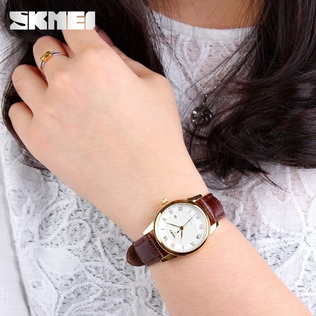 Analog Day Date Calendar Business Light Wrist Watch Wife verifiable telecommuter hire vegetative Girls Gifts SKMEI Women's Watches for Ladies Female Black Leather Band Waterproof Fashion Casual Simple Dress Quartz 