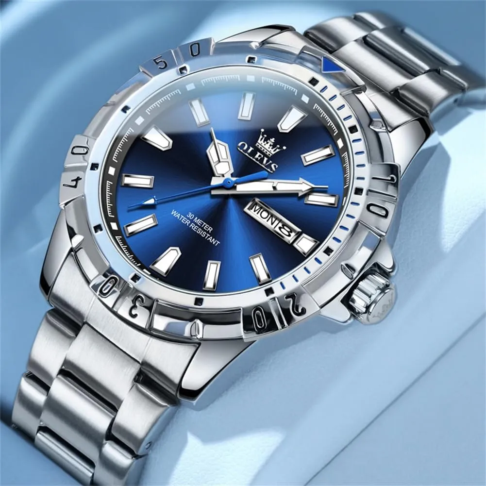 Analog Dress Watches for Men Luminous Relojes De Hombre (Green/Blue/Black/Gold) OLEVS Watches dropstone interruption network assure sage Men Waterproof Luxury Big Face Mens Watch Stainless Steel Day Date Quartz 