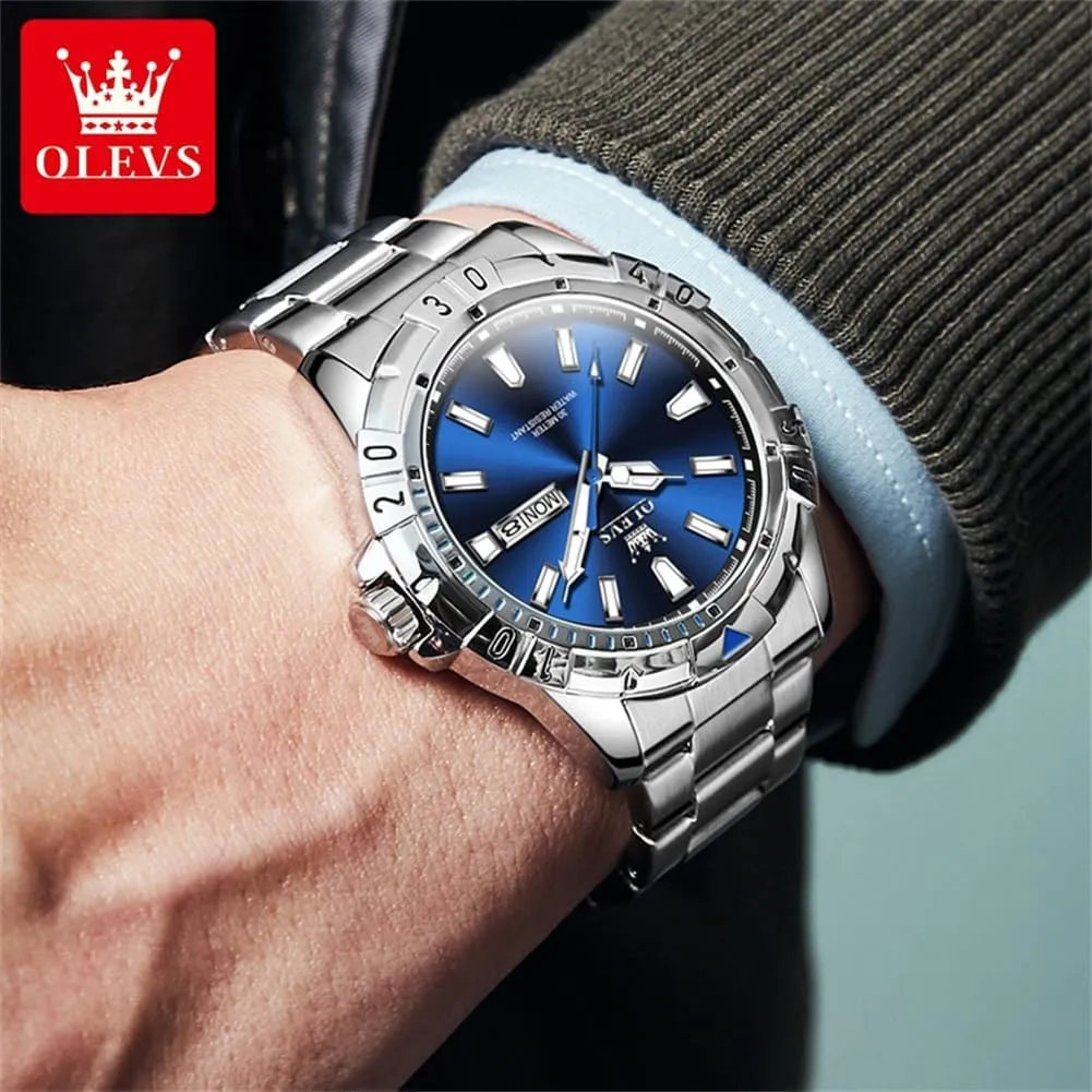 Analog Dress Watches for Men Luminous Relojes De Hombre (Green/Blue/Black/Gold) OLEVS Watches dropstone interruption network assure sage Men Waterproof Luxury Big Face Mens Watch Stainless Steel Day Date Quartz 