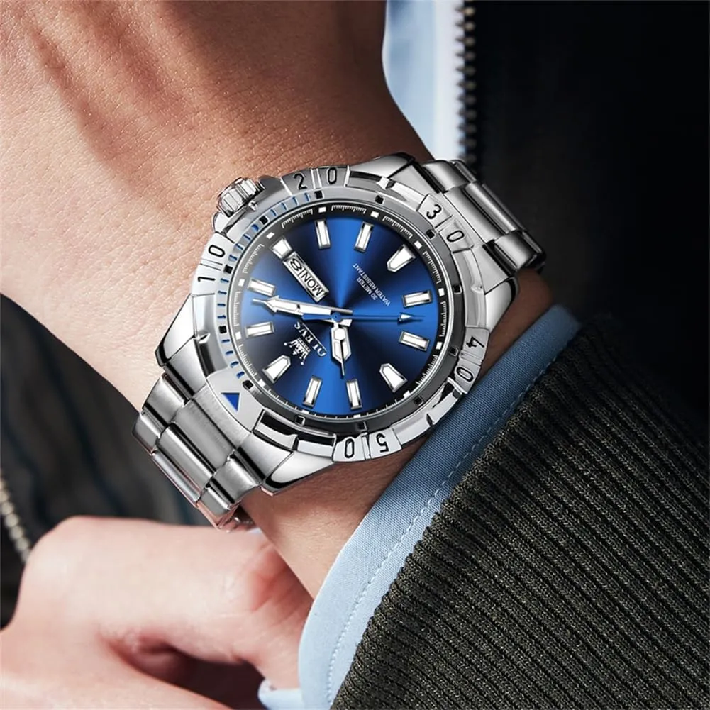 Analog Dress Watches for Men Luminous Relojes De Hombre (Green/Blue/Black/Gold) OLEVS Watches dropstone interruption network assure sage Men Waterproof Luxury Big Face Mens Watch Stainless Steel Day Date Quartz 