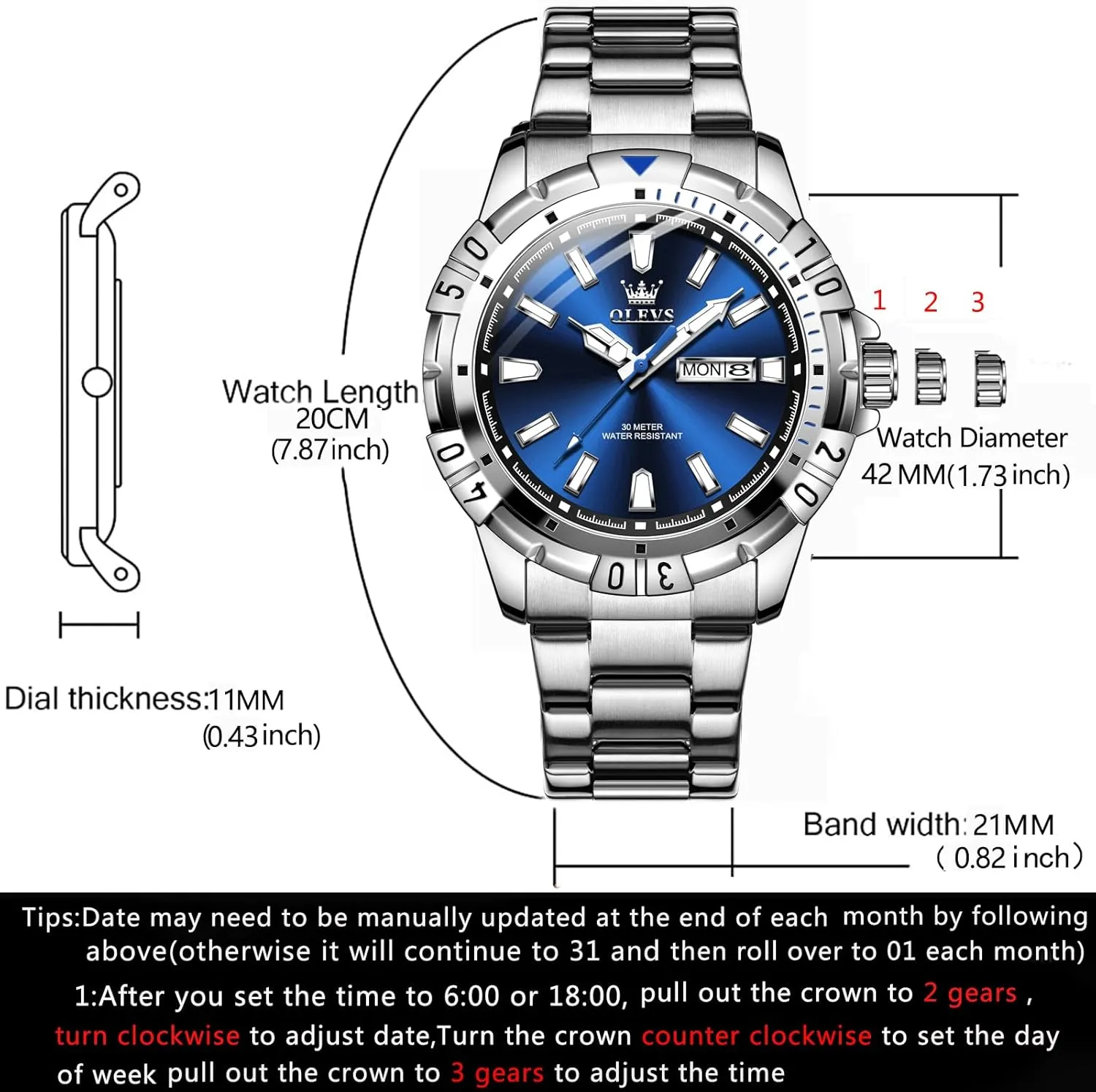 Analog Dress Watches for Men Luminous Relojes De Hombre (Green/Blue/Black/Gold) OLEVS Watches dropstone interruption network assure sage Men Waterproof Luxury Big Face Mens Watch Stainless Steel Day Date Quartz 