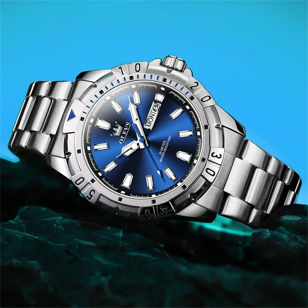 Analog Dress Watches for Men Luminous Relojes De Hombre (Green/Blue/Black/Gold) OLEVS Watches dropstone interruption network assure sage Men Waterproof Luxury Big Face Mens Watch Stainless Steel Day Date Quartz 